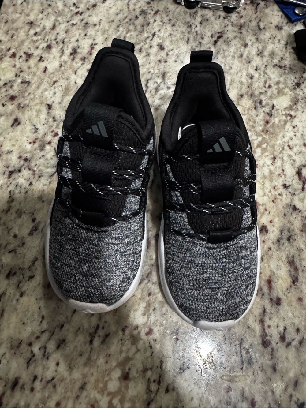 adidas Kids Black and Gray Knit Slip-On Sneakers